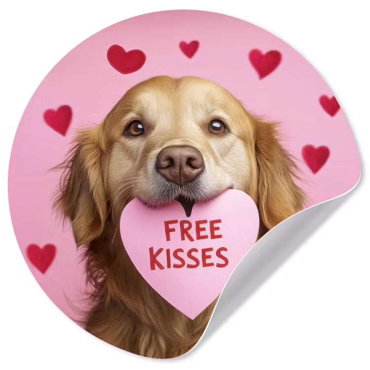 Behangcirkel - Hond - Kiss- Valentijn - Hartjes — 1