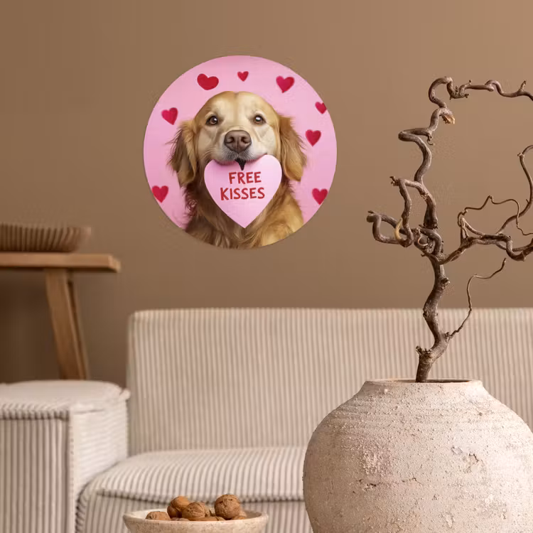 Behangcirkel - Hond - Kiss- Valentijn - Hartjes — 2