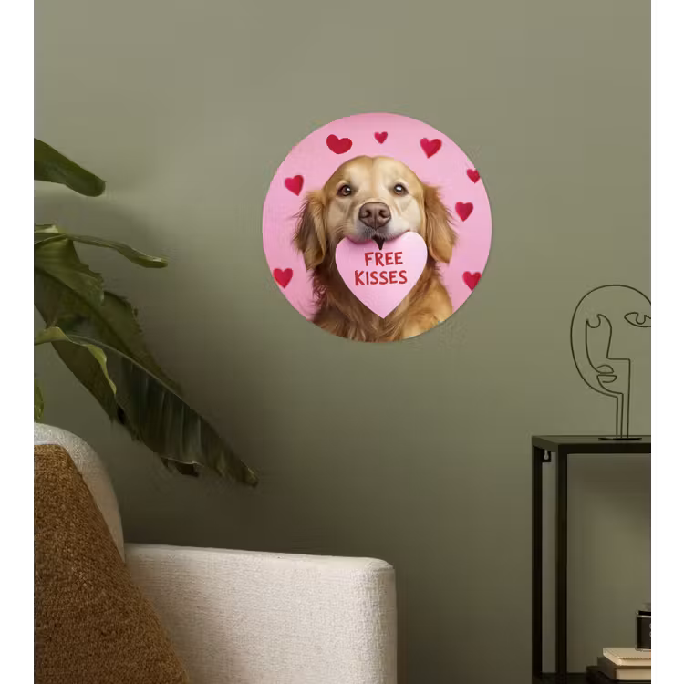 Behangcirkel - Hond - Kiss- Valentijn - Hartjes — 3