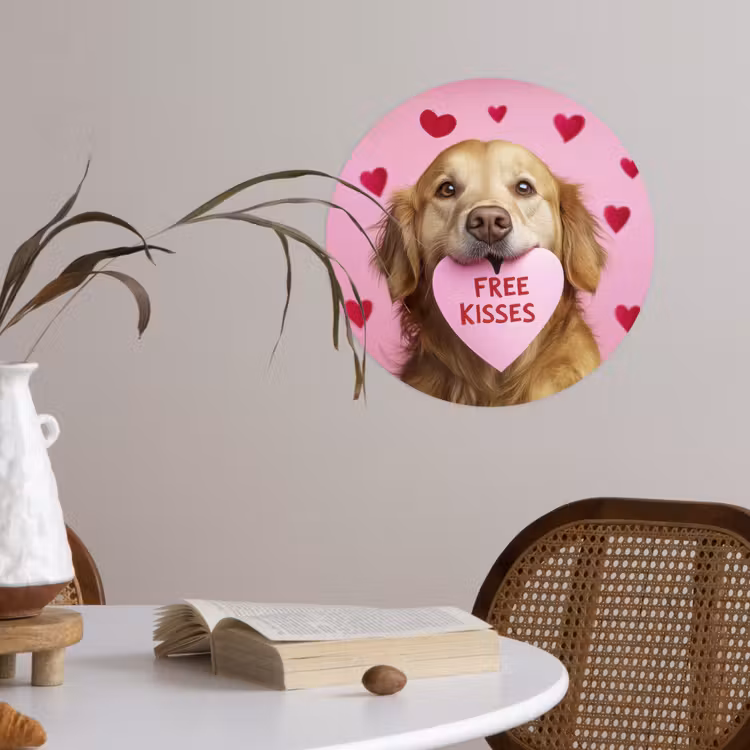 Behangcirkel - Hond - Kiss- Valentijn - Hartjes — 4