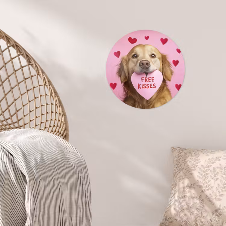 Behangcirkel - Hond - Kiss- Valentijn - Hartjes — 5