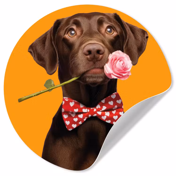 Behangcirkel - Hond - Oranje - Roos - Valentijn — 1