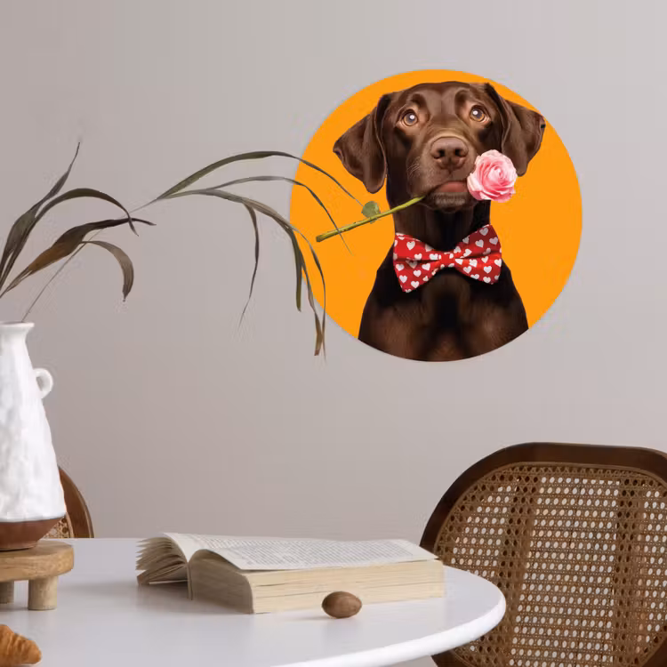 Behangcirkel - Hond - Oranje - Roos - Valentijn — 4