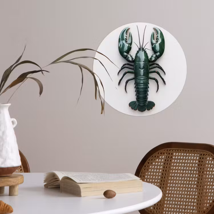 Behangcirkel - Kreeft - Glossier - Groen - Wit — 4