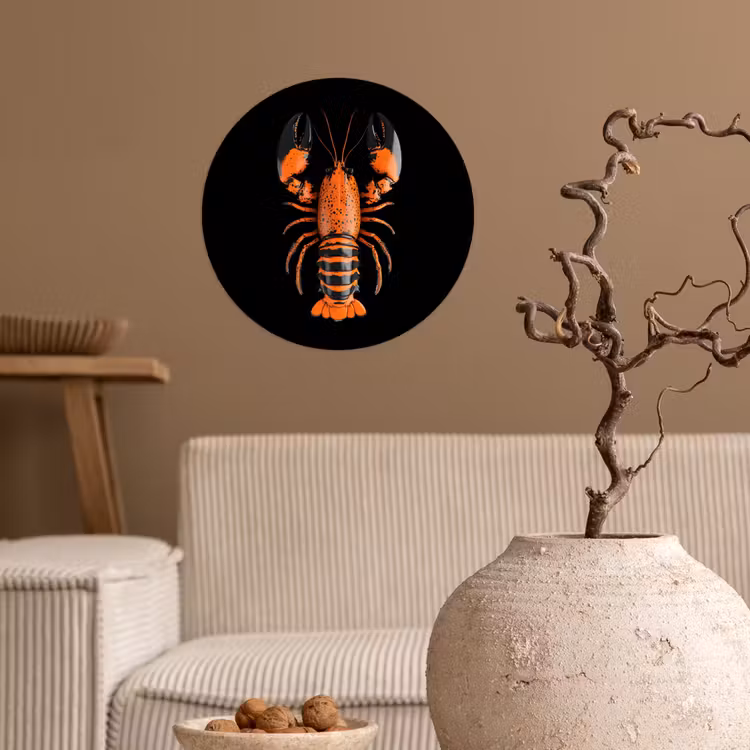 Behangcirkel - Kreeft - Oranje - Zwart - Modern — 2