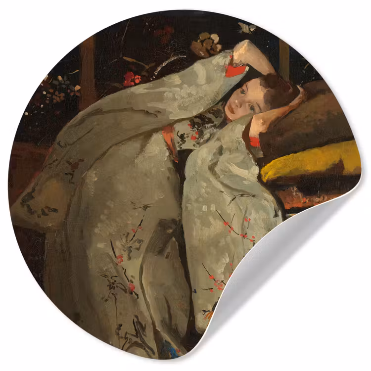 Behangcirkel - Meisje in witte kimono - Schilderij van George Hendrik Breitner — 1