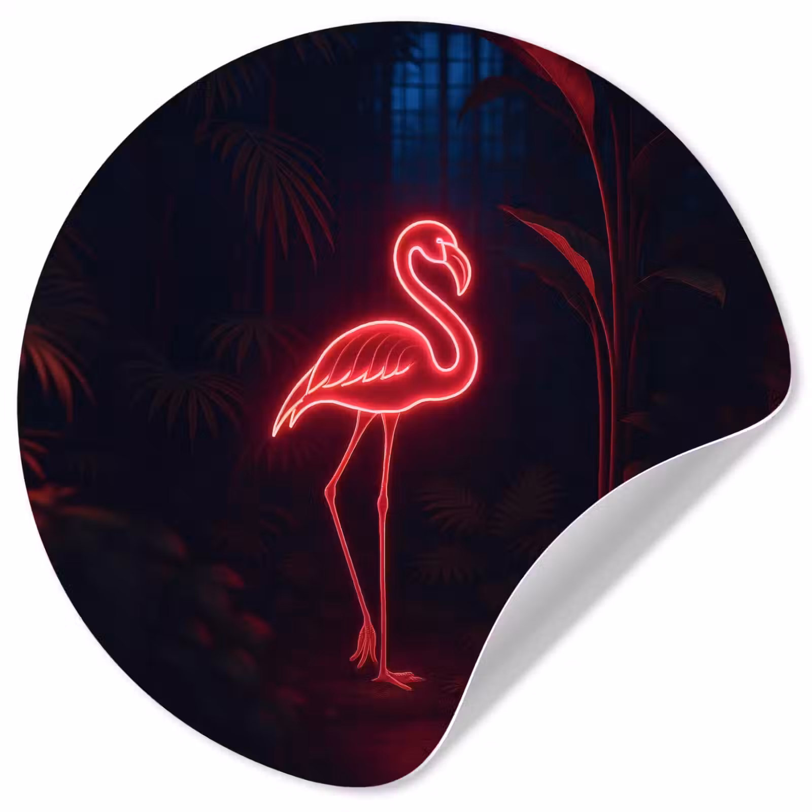 Behangcirkel - Flamingo - Roze - Neon - Licht — 1