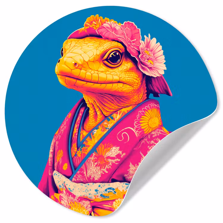 Behangcirkel - Bloemenkrans - Hagedis - Kimono - Paars — 1