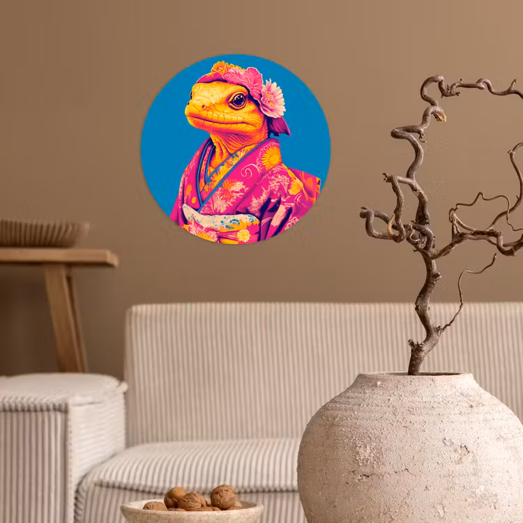 Behangcirkel - Bloemenkrans - Hagedis - Kimono - Paars — 2