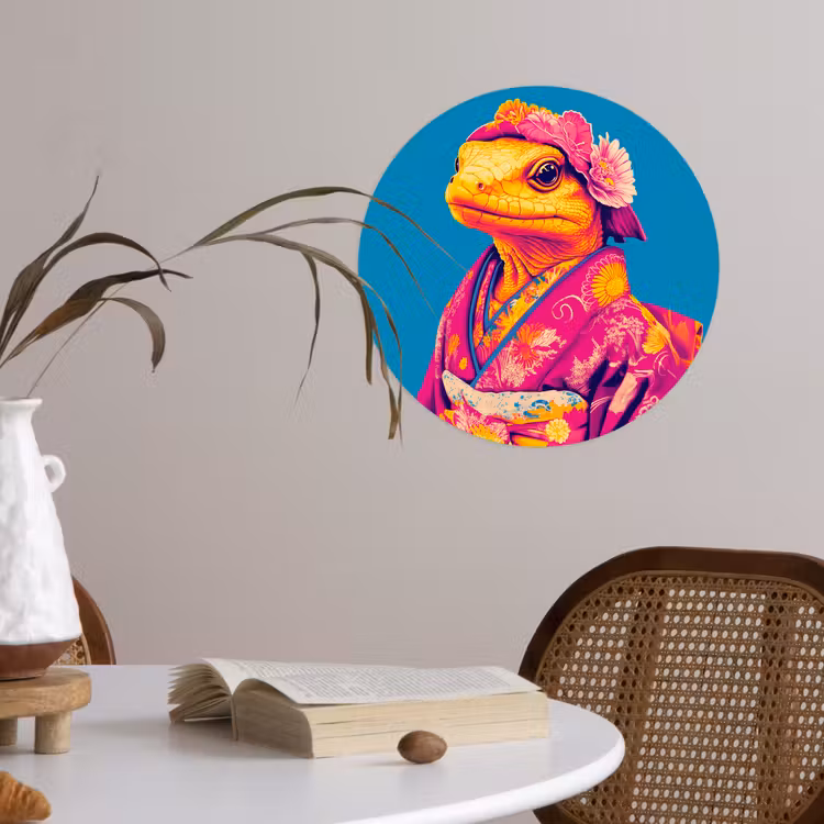 Behangcirkel - Bloemenkrans - Hagedis - Kimono - Paars — 4