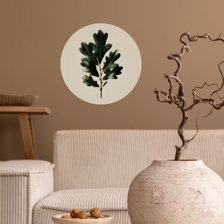 Behangcirkel - Eikenbladeren - Beige - Groen - Golvende randen — 2