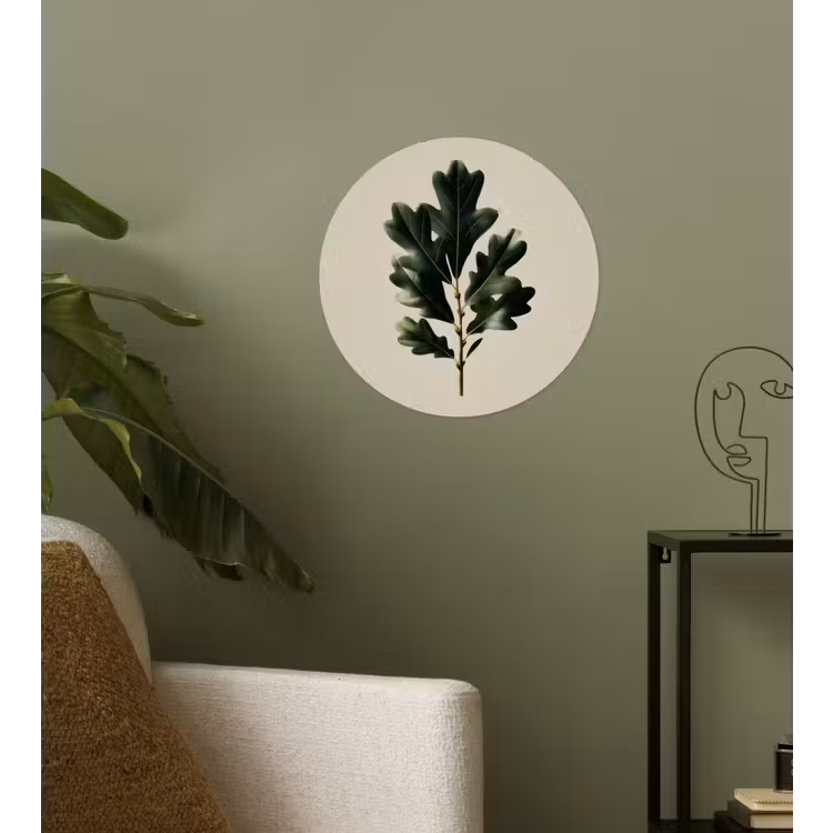 Behangcirkel - Eikenbladeren - Beige - Groen - Golvende randen — 3