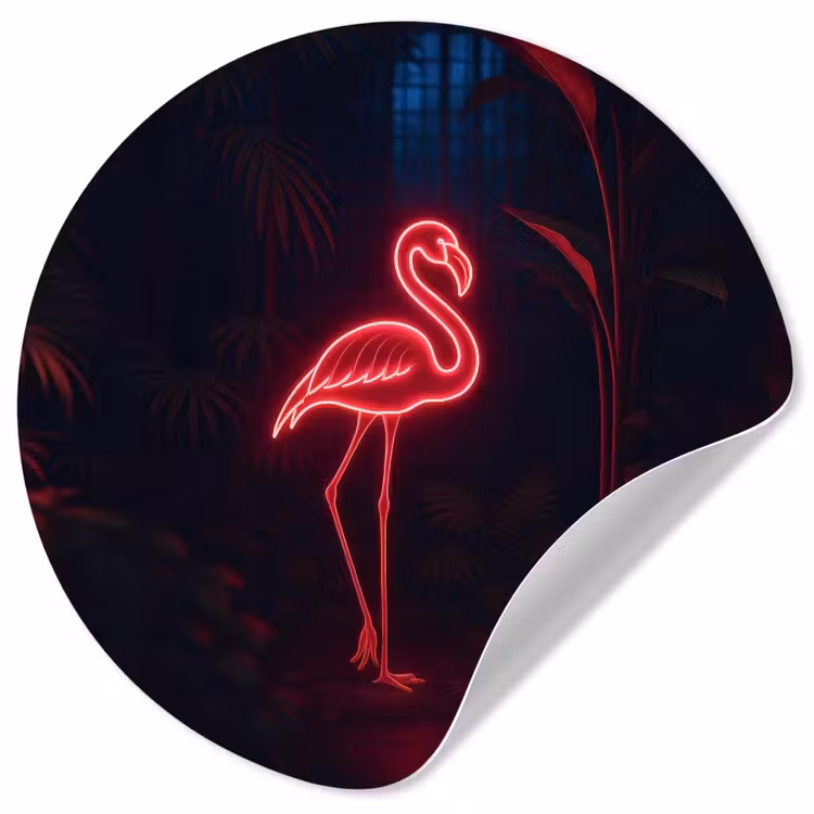 Behangcirkel - Flamingo - Roze - Neon - Licht — 1