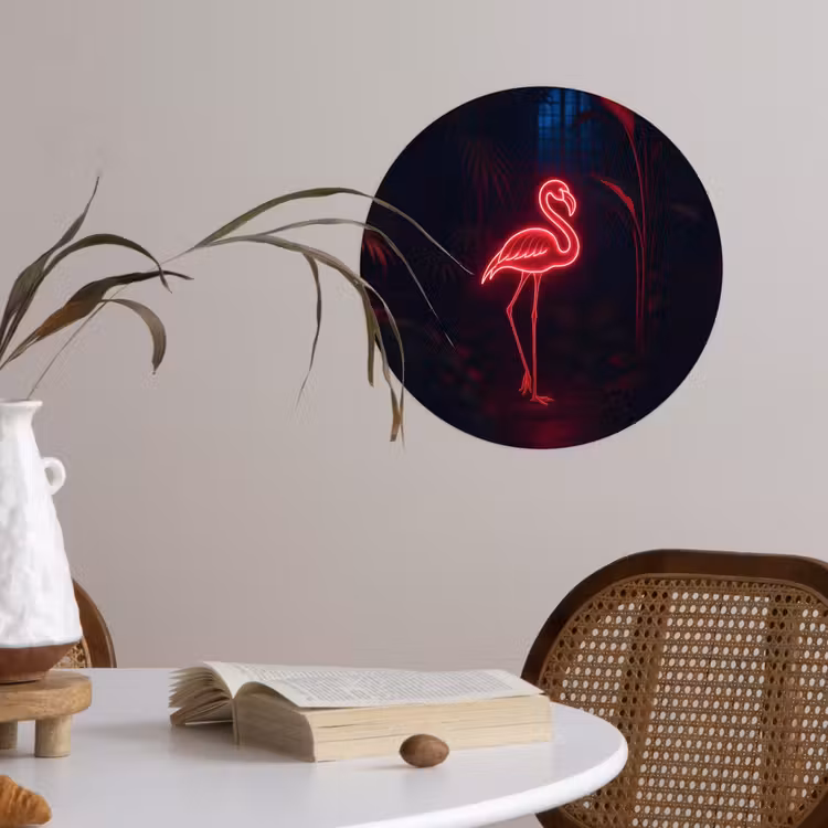 Behangcirkel - Flamingo - Roze - Neon - Licht — 4