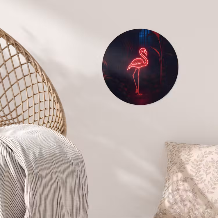 Behangcirkel - Flamingo - Roze - Neon - Licht — 5
