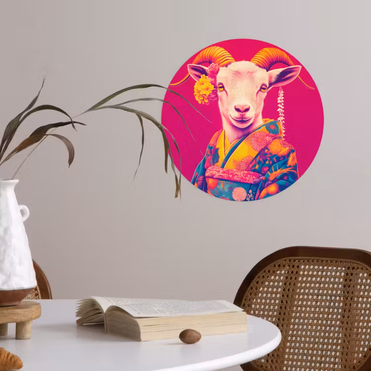Behangcirkel - Geit - Hoorns - Kimono - Kleurrijk — 4