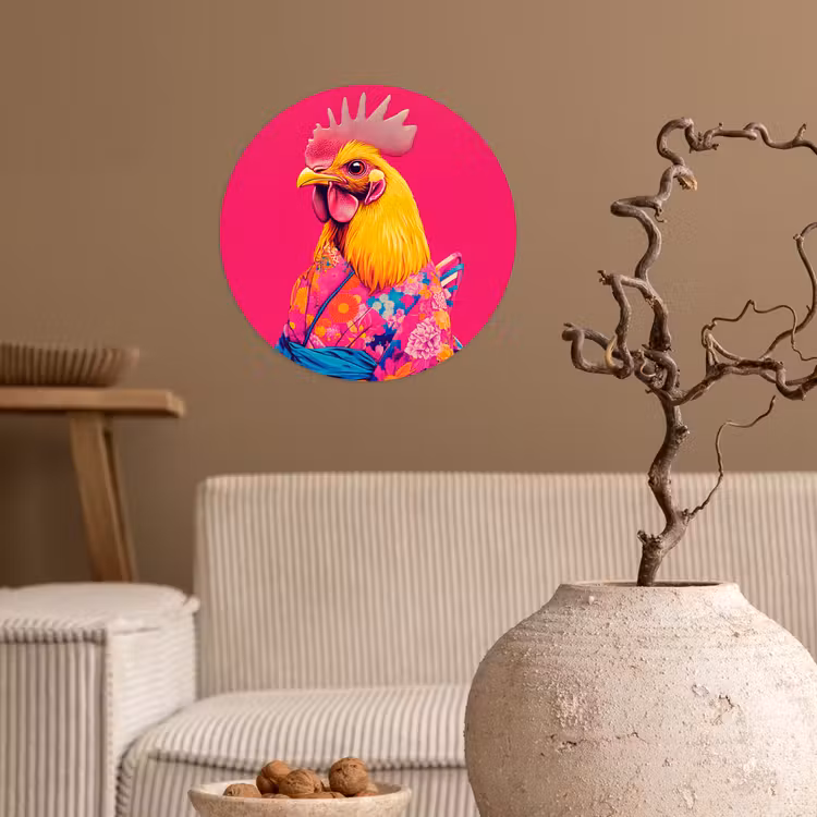 Behangcirkel - Haan - Kleurrijk - Kimono - Roze — 2