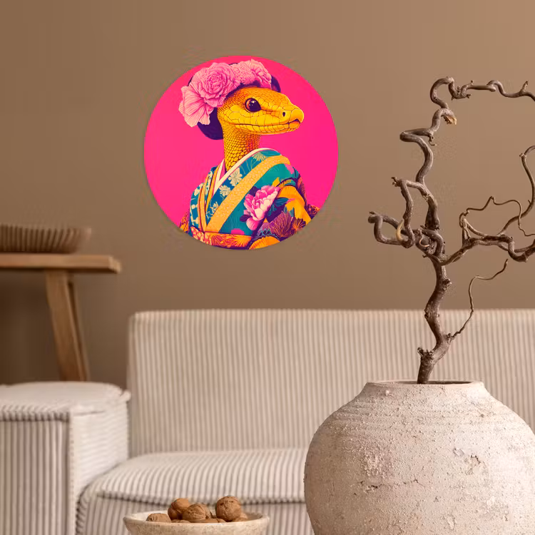 Behangcirkel - Hagedis - Bloemen - Roze - Kimono — 2