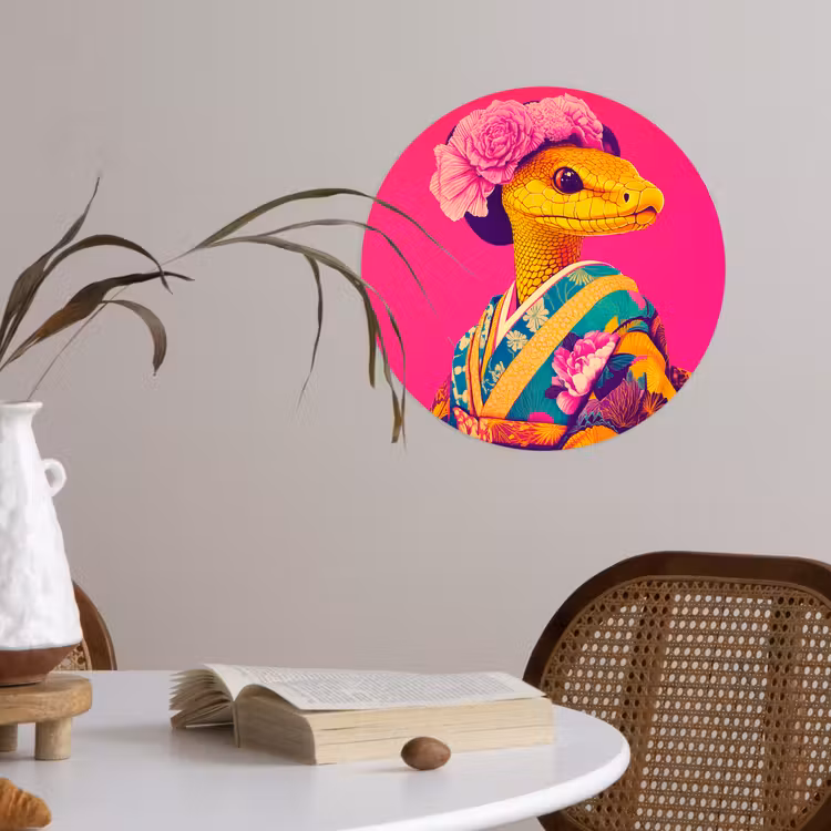 Behangcirkel - Hagedis - Bloemen - Roze - Kimono — 4