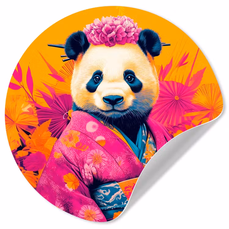 Behangcirkel - Kimono - Roze - Panda - Bloemenkroon — 1