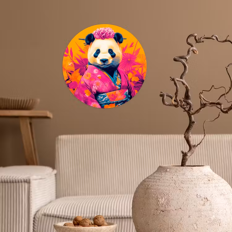 Behangcirkel - Kimono - Roze - Panda - Bloemenkroon — 2
