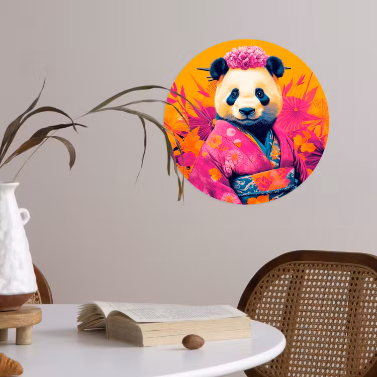 Behangcirkel - Kimono - Roze - Panda - Bloemenkroon — 4