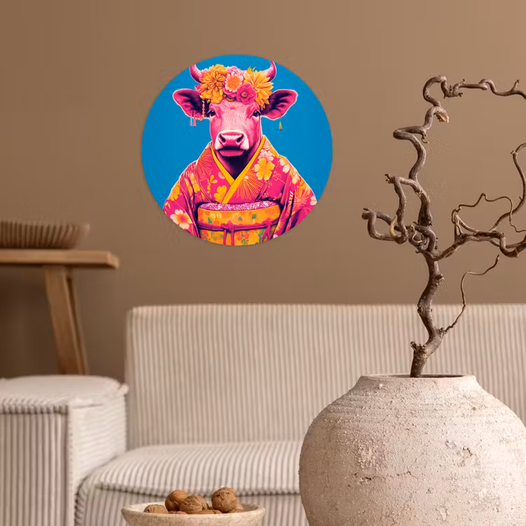 Behangcirkel - Koe - Bloemenkrans - Oorhangers - Kimono — 2