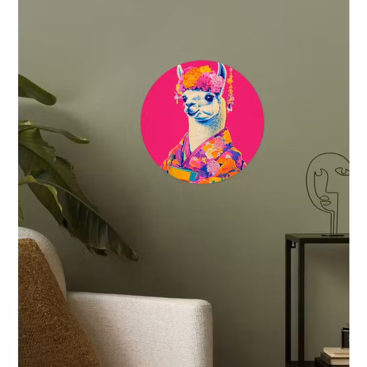 Behangcirkel - Lama - Kimono - Bloemenkrans - Felroze — 3