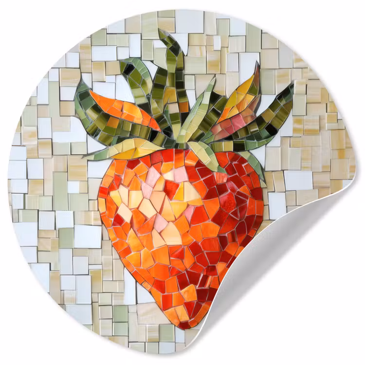Behangcirkel - Aardbei - Rood - Mozaïek - Fruit — 1
