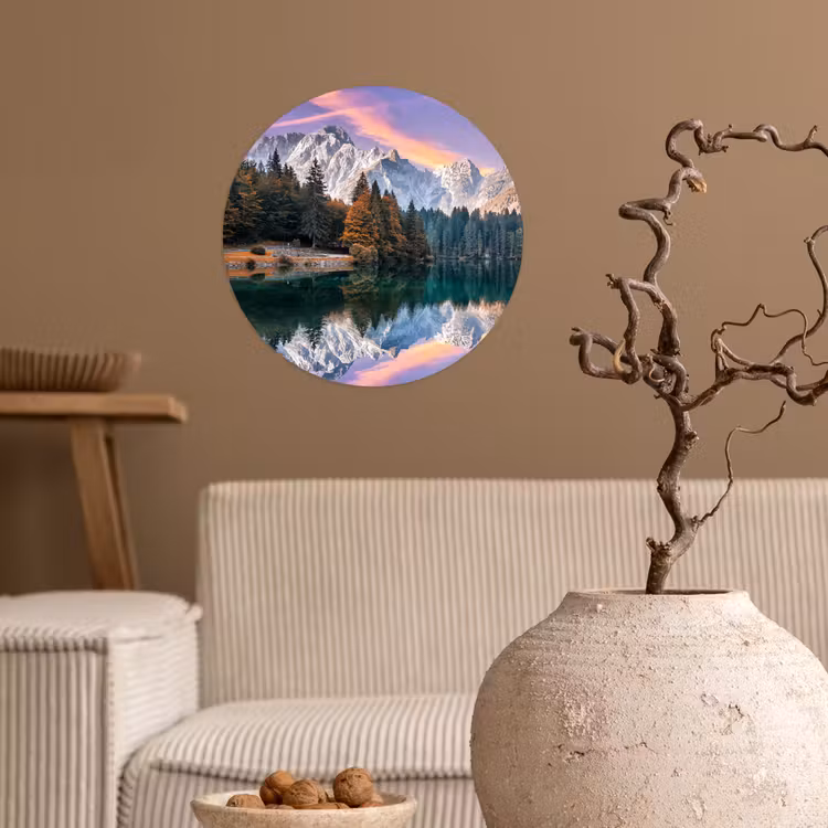 Behangcirkel - Bergen - Bos - Water - Lucht - Roze - Paars — 2