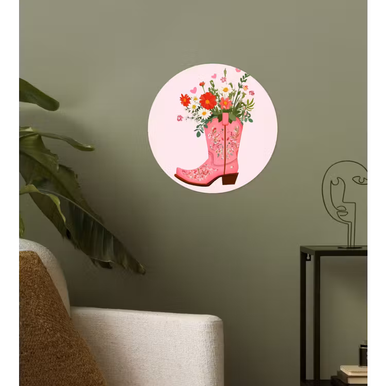 Behangcirkel - Cowboylaarzen - Roze - Boeket - Bloemen — 3