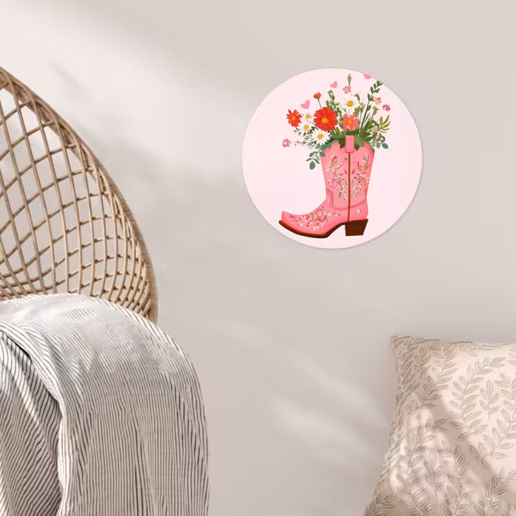 Behangcirkel - Cowboylaarzen - Roze - Boeket - Bloemen — 5