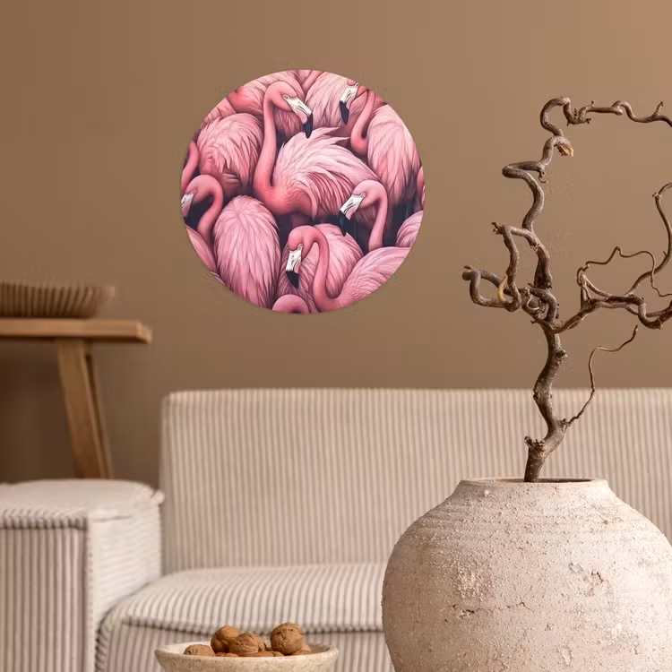 Behangcirkel - Flamingo - Roze - Dieren — 2