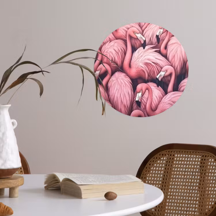 Behangcirkel - Flamingo - Roze - Dieren — 4