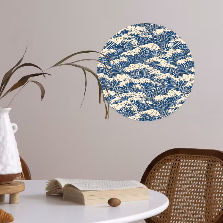 Behangcirkel - Golven - Klassiek - Blauw — 4