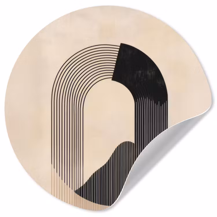 Behangcirkel - Grafisch gebogen motief - Beige — 1