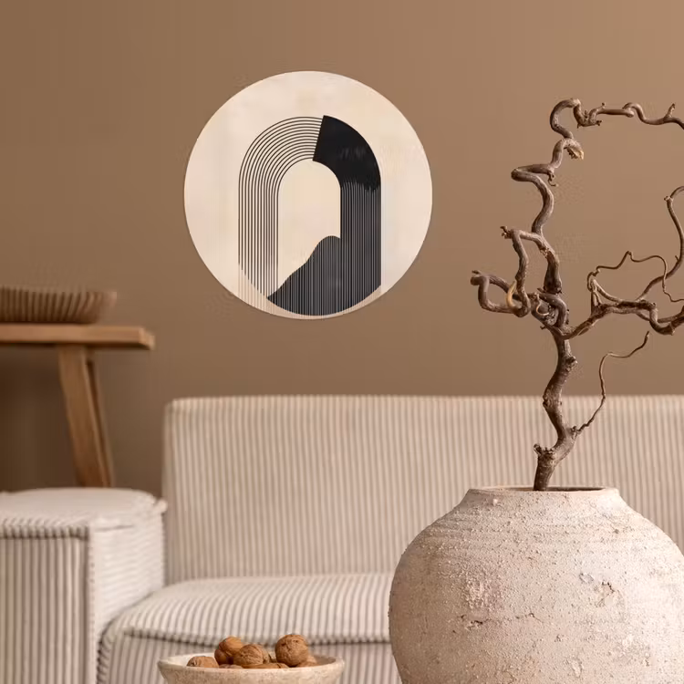 Behangcirkel - Grafisch gebogen motief - Beige — 2