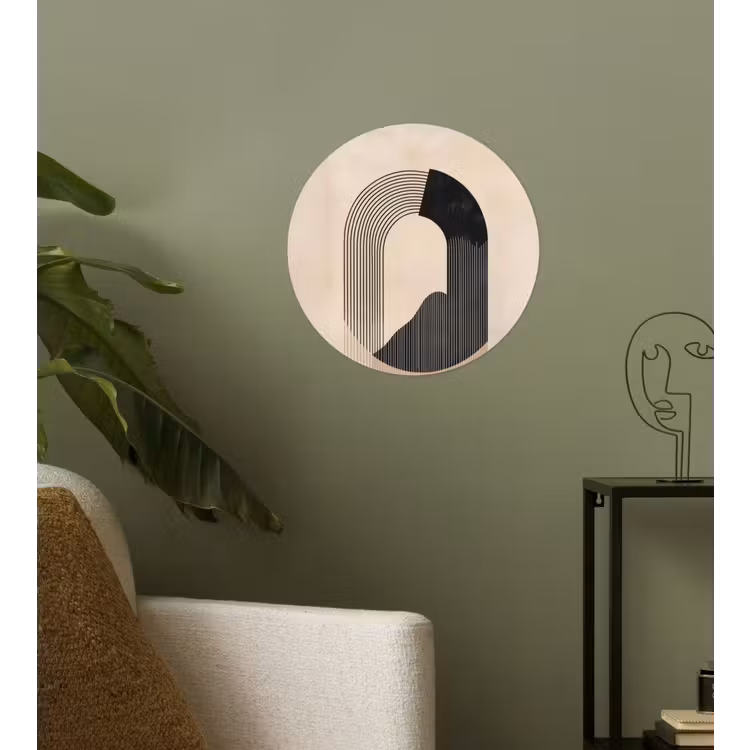 Behangcirkel - Grafisch gebogen motief - Beige — 3