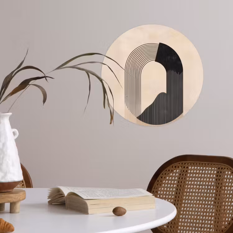 Behangcirkel - Grafisch gebogen motief - Beige — 4