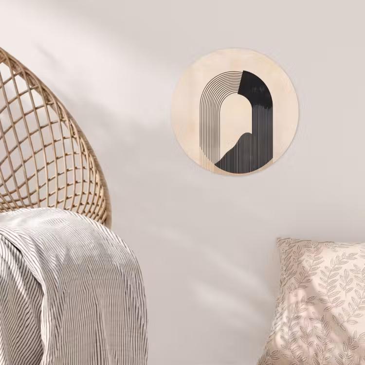 Behangcirkel - Grafisch gebogen motief - Beige — 5