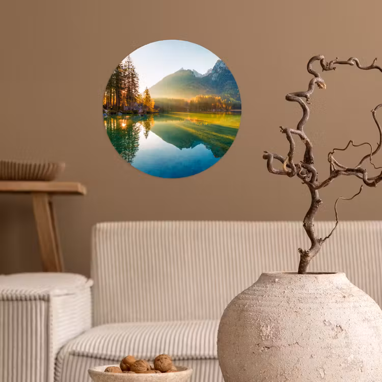 Behangcirkel - Meer - Bos - Bergen - Natuur - Zon - Landschap — 2