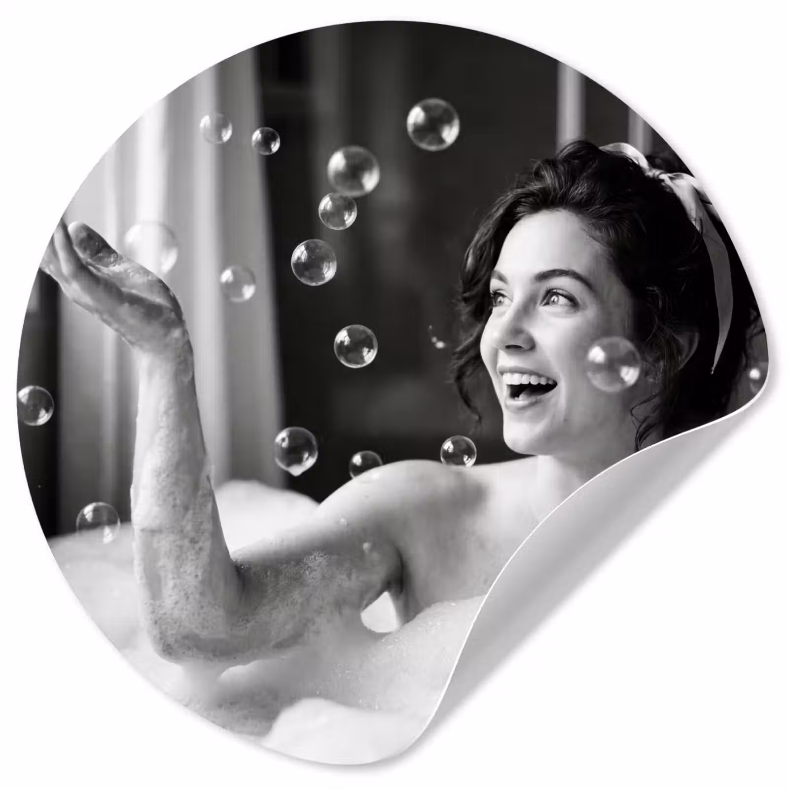 Behangcirkel - Bad - Bubbels - Zwart - Wit — 1