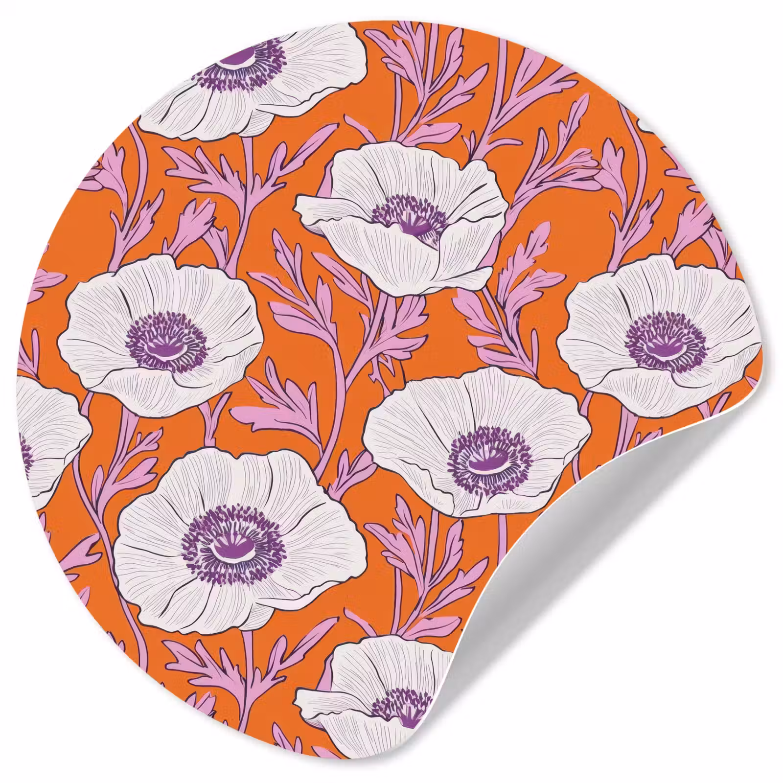 Behangcirkel - Bloemen - Grafisch - Oranje — 1