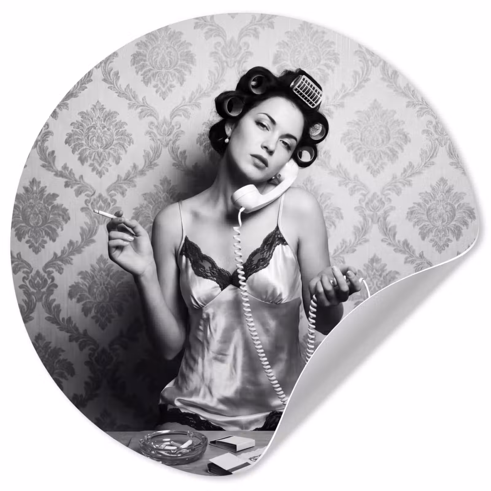 Behangcirkel - Chic - Vrouw - Zwart - Wit — 1