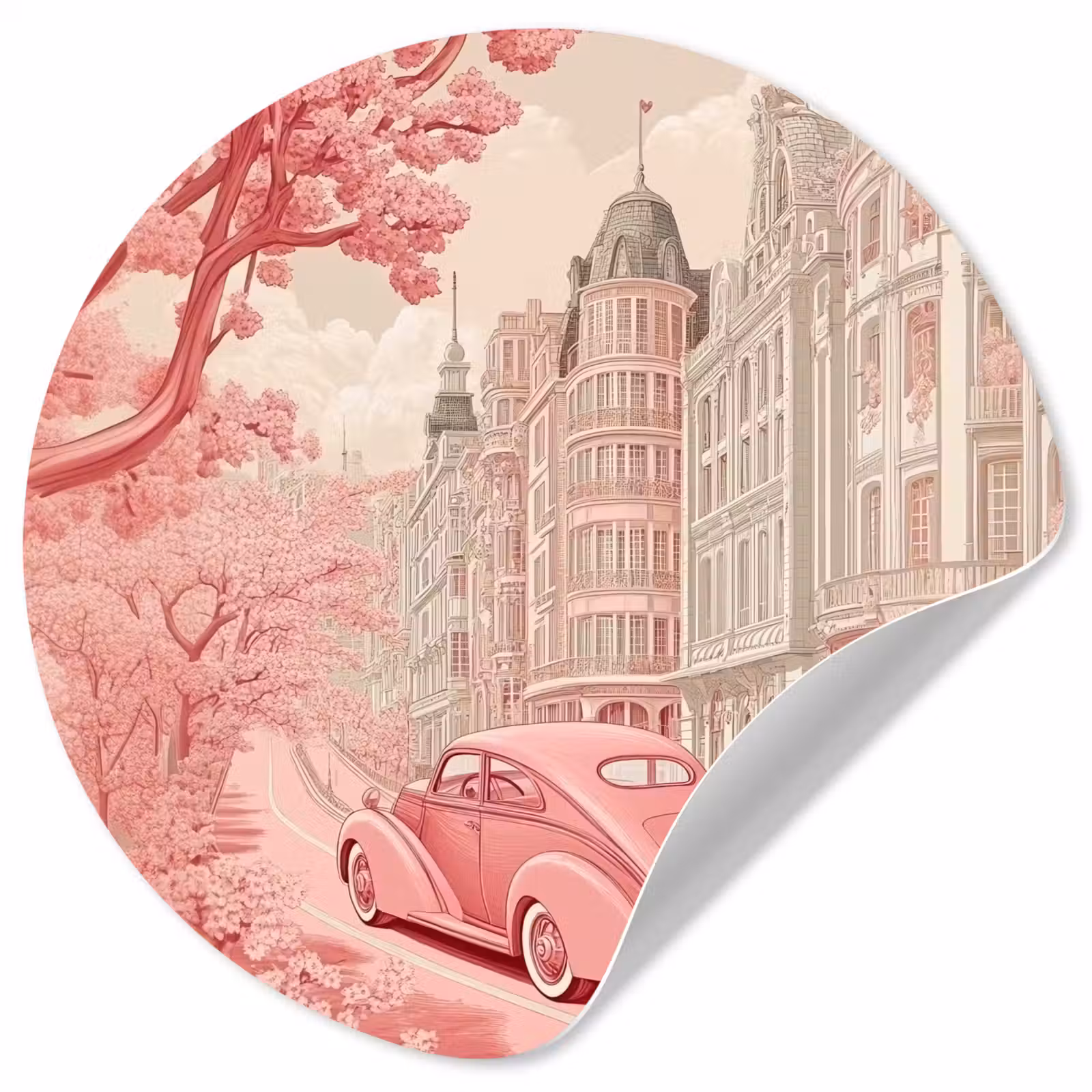 Behangcirkel - City - Car - Pink — 1
