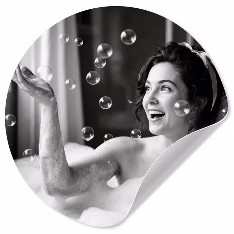 Behangcirkel - Bad - Bubbels - Zwart - Wit — 1