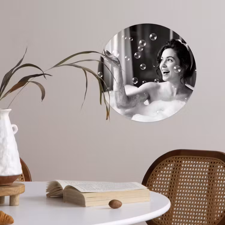 Behangcirkel - Bad - Bubbels - Zwart - Wit — 4