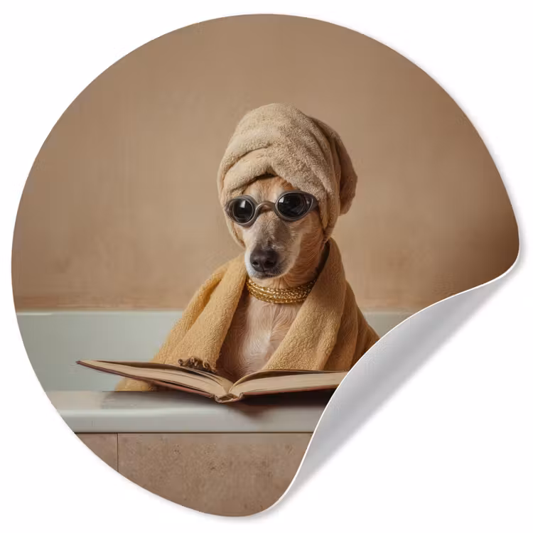Behangcirkel - Bad - Hond - Boek - Zonnebril — 1