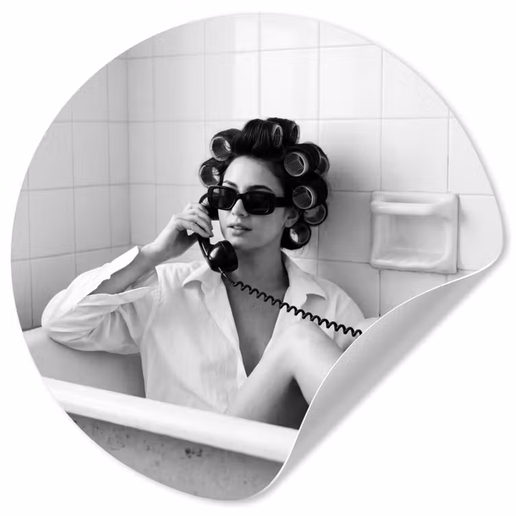 Behangcirkel - Bad - Vrouw - Zwart - Wit — 1