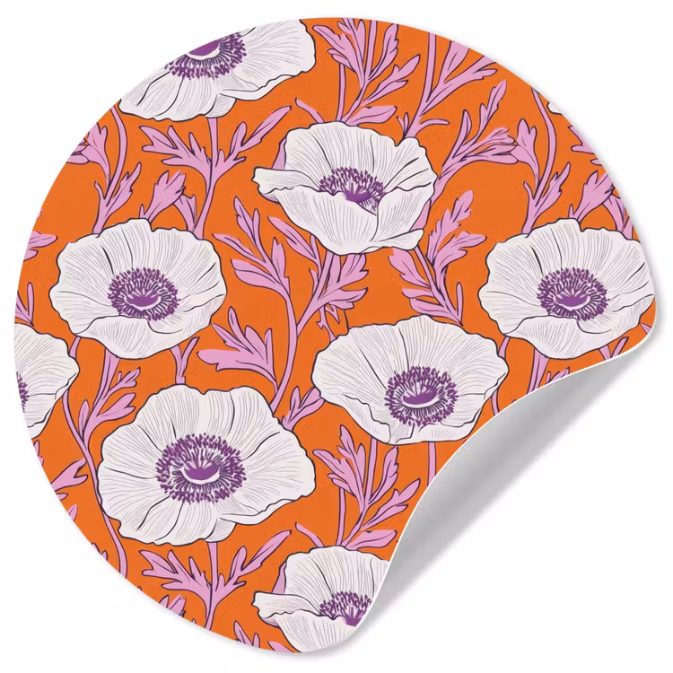 Behangcirkel - Bloemen - Grafisch - Oranje — 1